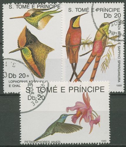 Sao Tomé und Príncipe 1989 Vögel Kolibris 1112/14 gestempelt