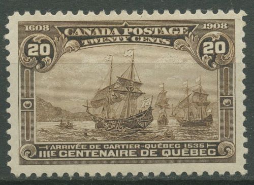 Kanada 1908 300 J. Gründung Quebecs Segelschiffe 91 mit Falz, kleine Fehler
