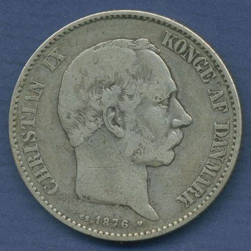 Dänemark 2 Kroner 1876, Christian IX., KM 798.1 fast sehr schön (m6417)