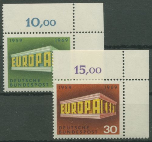 Bund 1969 Europa CEPT 583/84 Ecke 2 oben rechts postfrisch (E816)