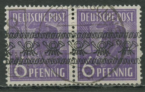 Bizone 1948 II. Kontrollratausgabe mit Bandaufdruck waag. Paar 37 I gestempelt