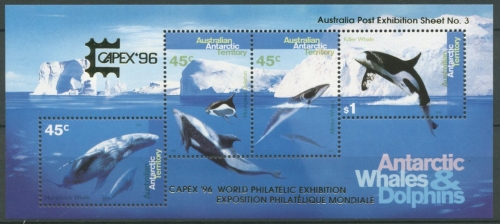 Austral. Antarktis 1995 Wale u. Delphine CAPEX Block 1 II postfrisch (C24104)