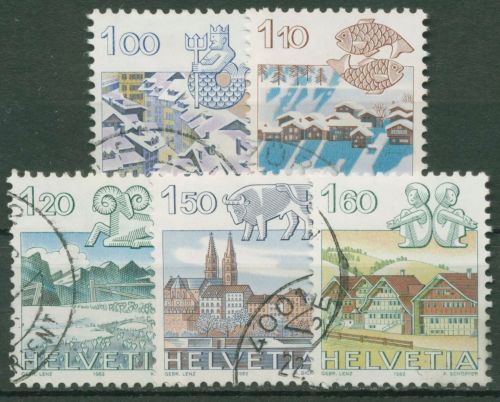 Schweiz 1982 Landschaften Tierkreiszeichen 1227/31 gestempelt