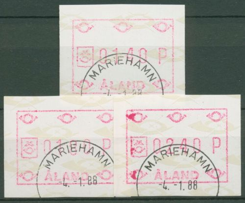 Aland 1988 ATM Große Posthörner Satz 3 Werte ATM 2 S 1 gestempelt