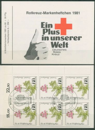 Bund Rotes Kreuz 1981 Blumen Markenheftchen MH 2 (1110) ESST Bonn (C99865)