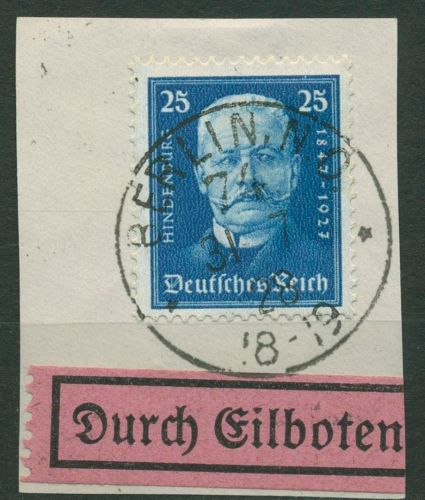 Deutsches Reich 1927 80. Geburtstag von Hindenburg 405 gestempelt, Briefstück