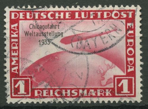 Deutsches Reich 1933 Zeppelin Chicagofahrt 496 gestempelt geprüft