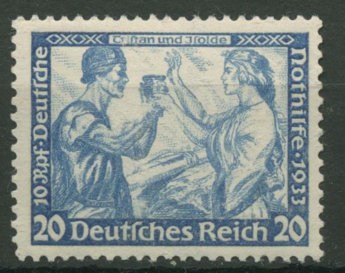 Deutsches Reich 1933 Deutsche Nothilfe Wagner 505 A mit Falz, Haftstellen