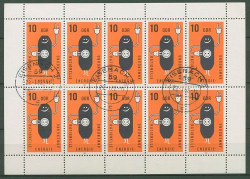 DDR 1981 Energie sparen Braunkohlebrikett Kleinbogen 2601 K gestempelt (C97013)
