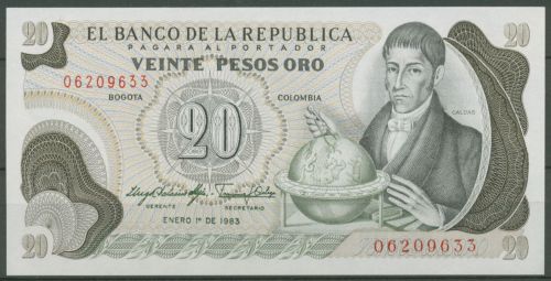 Kolumbien 20 Pesos 1.1.1983, KM 409 d kassenfrisch (K543)