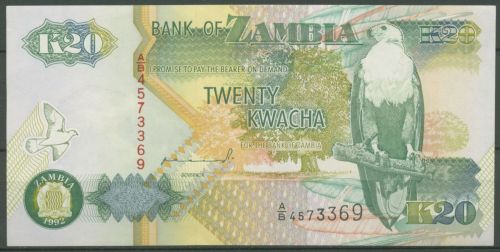 Sambia 20 Kwacha 1992, KM 36 a kassenfrisch (K377)
