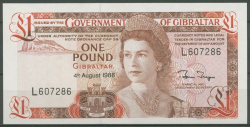 Gibraltar 1 Pound 4.8.1988, KM 20 e, kassenfrisch (K768)