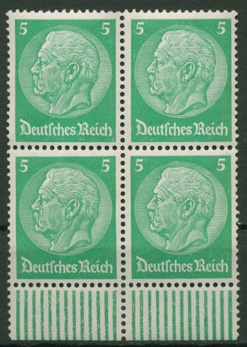 Dt. Reich 1933 Hindenburg Walzendruck Unterrand 515 W UR 4er-Block postfrisch