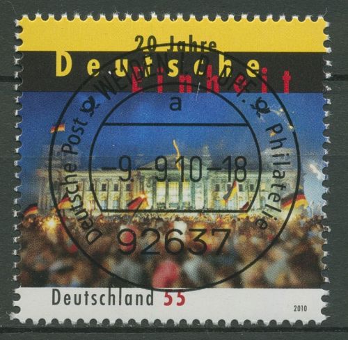 Bund 2010 20 Jahre Deutsche Einheit 2821 gestempelt