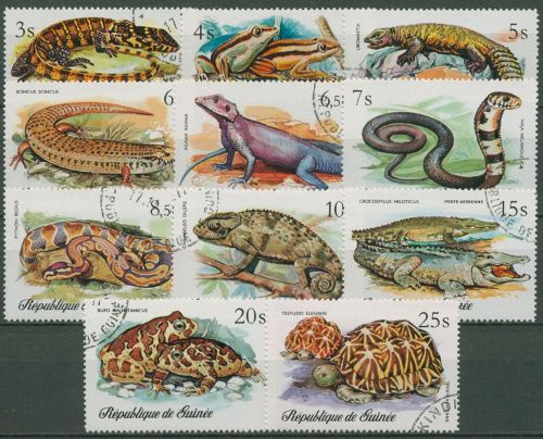 Guinea 1977 Reptilien Lurche Chamäleon Schlangen 782/92 A gestempelt