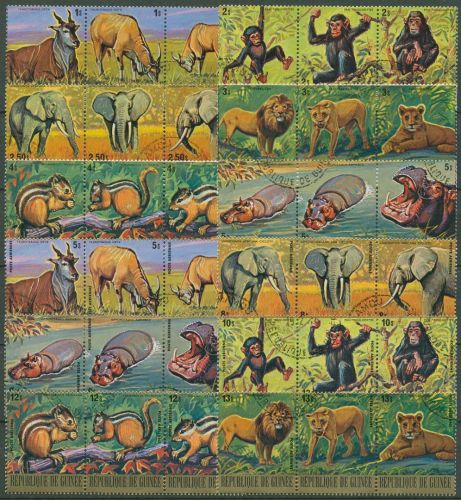 Guinea 1977 Seltene Tiere Elefant Löwe Schimpanse Flußpferd 793/28 ZD gestempelt