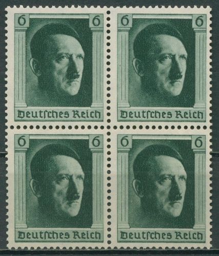 Deutsches Reich 1937 A. Hitler Einzelmarke aus Block 7, 646 4er-Block postfrisch