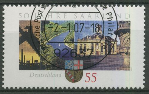 Bund 2007 50 Jahre Bundesland Saarland 2581 gestempelt