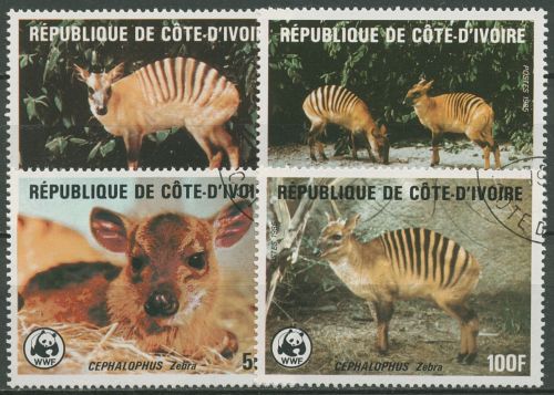 Elfenbeinküste 1985 WWF Naturschutz Tiere Zebraducker 881/84 gestempelt