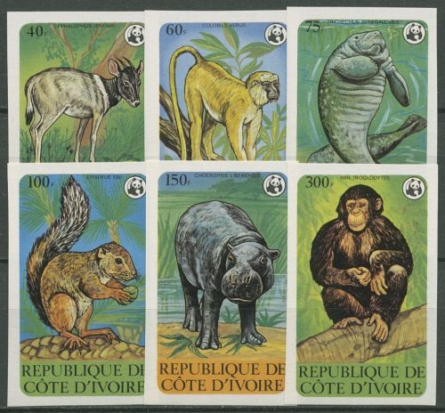 Elfenbeinküste 1979 WWF Naturschutz Schimpanse Flußpferd 620/25 B postfrisch