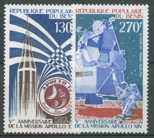 Benin 1976 5 Jahre Mondflug von Apollo 14 Rakete Astronaut 68/69 postfrisch