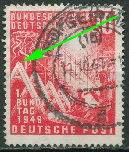 Bund 1949 Eröffnung 1. Bundestag mit Plattenfehler 112 VII gestempelt