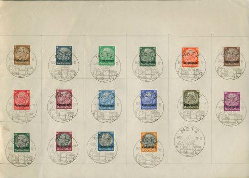 Lothringen 1940 Hindenburg mit Aufdruck 1/16 Blatt mit Sonderstempel (SG80457)