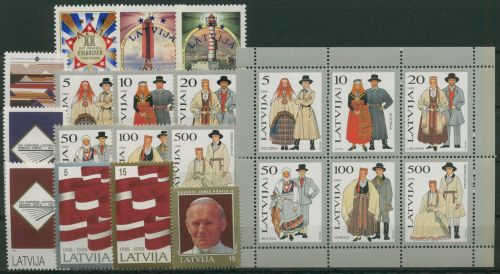 Lettland 1993 Jahrgang komplett (348/62, Block 3) postfrisch (G60048)