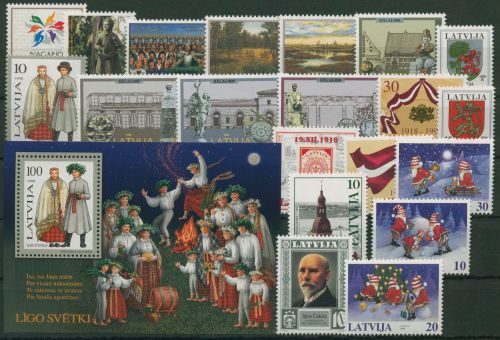 Lettland 1998 Jahrgang komplett (474/94, Block 12) postfrisch (G60050)