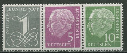 Bund 1958 Heuss und Ziffer Zusammendruck W 18 X mit Falz