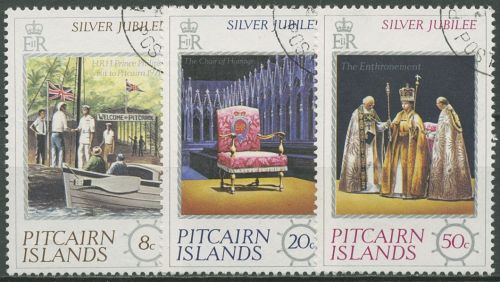Pitcairn 1977 25. Regierungsjubiläum Königin Elisabeth II. 160/62 gestempelt