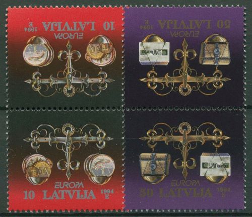 Lettland 1994 Europa CEPT Erfindungen Waage 376/77 Kehrdruckpaar postfrisch