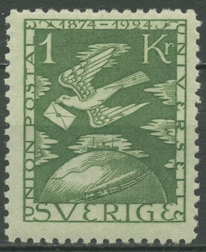 Schweden 1924 50 Jahre Weltpostverein UPU Brieftaube 171 mit Falz