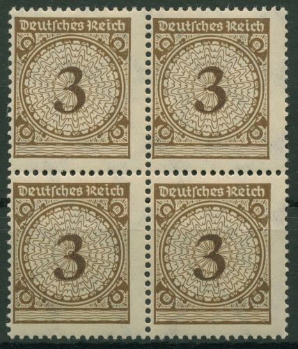 Dt. Reich 1923 Korbdeckelmuster Plattendruck 338 Pa 4er-Block postfrisch