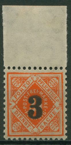 Württemberg Dienstmarken 1923 mit Aufdruck, mit Oberrand 184 OR postfrisch