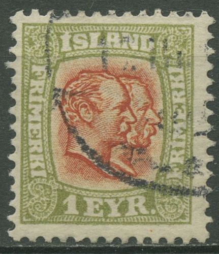 Island 1907/1908 König Christian IX. und König Frederik VIII. 48 gestempelt