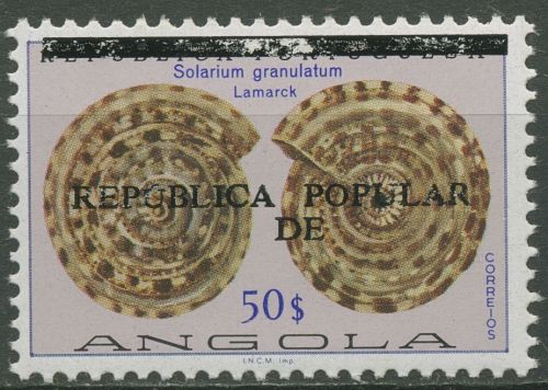 Angola 1977 Meeresschnecken mit Aufdruck 621 postfrisch