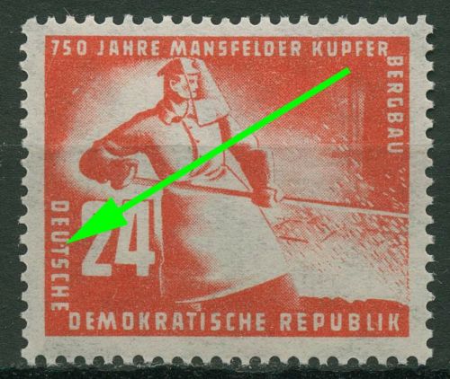 DDR 1950 Mansfelder Kupferschieferbergbau mit Plattenfehler 274 F 10 postfrisch