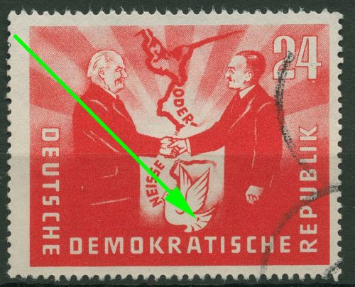 DDR 1951 Deutsch-Polnische Freundschaft mit Plattenfehler 284 I (gestempelt)