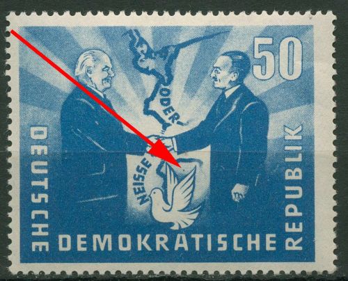 DDR 1951 Deutsch-Polnische Freundschaft mit Plattenfehler 285 F 1 postfrisch