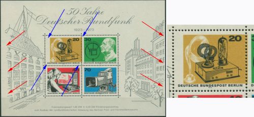 Berlin 1973 Deutscher Rundfunk Block 4 Abart, Fehldruck postfrisch