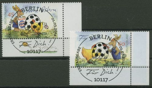 Bund 2014 Frohe Ostern Zeichnungen 3063/64 Ecke 4 mit TOP-ESST Berlin (E3995)