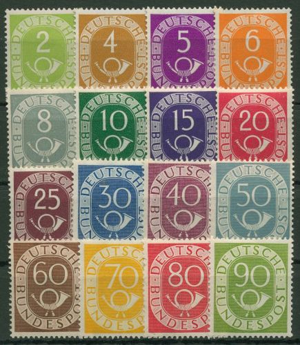 Bund 1951 Freimarken Posthorn 123/38 mit Falz, zum Teil kleine Fehler
