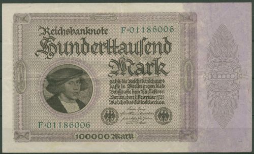 Dt. Reich 100000 Mark 1923, DEU-93a Serie F, gebraucht (K1387)