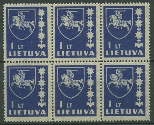 Litauen 1939 Freimarke Wappen 432 Sechserblock postfrisch