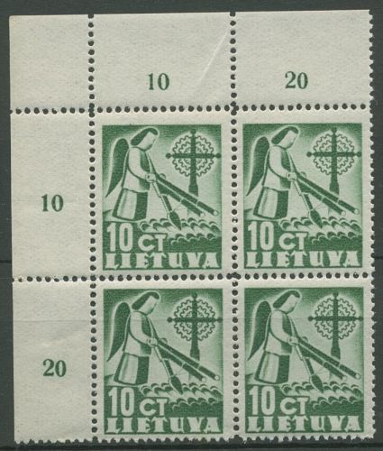 Litauen 1940 Frieden Engel 438 4er-Block Ecke 1 postfrisch