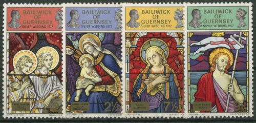 Guernsey 1972 Weihnachten Glasfenster, Elisabeth II. 71/74 postfrisch