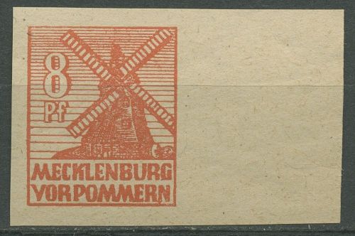 SBZ Mecklenburg-Vorp. 1946 Abschiedsserie 34 yb Randstück postfrisch geprüft