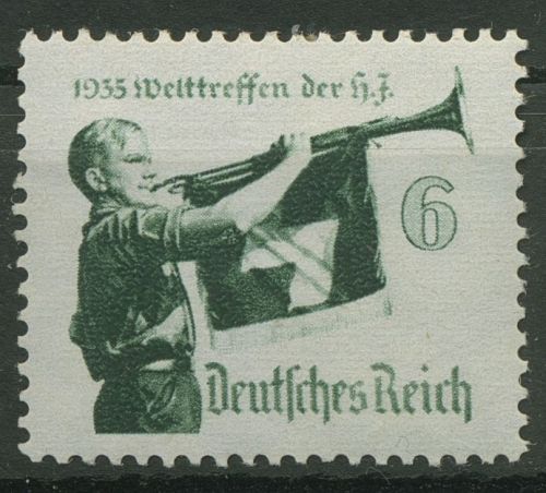 Deutsches Reich 1935 Welttreffen HJ waag. Gummiriffelung 584 y postfrisch