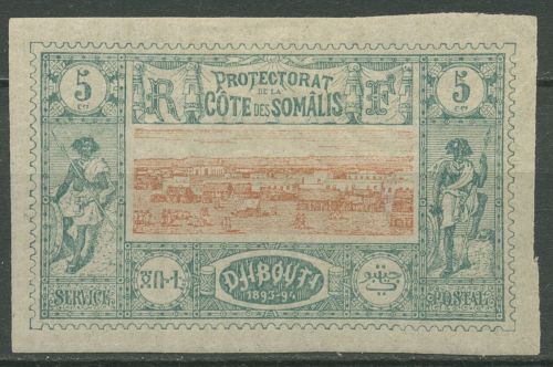 Franz. Somaliküste 1894 Stadtansicht 9 mit Falz, kl. dünne Stelle